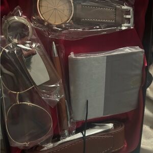 Men's Brown Leather Accessory Set
